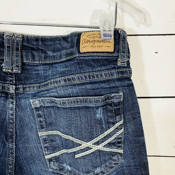 Aero Jean Shorts  Womens Size 00 Denim Rolled Cuff  Boyfriend Cut Aeropostale - Picture 3 of 5